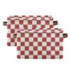 MNSRUU Storage Basket Smal Cherry Checked Collapsible Organizer Basket for Shelves with PU Handles, Decorative Waterproof Nursery Laundry Storage Cubes Bins, 2 Pack view 1