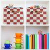 MNSRUU Storage Basket Smal Cherry Checked Collapsible Organizer Basket for Shelves with PU Handles, Decorative Waterproof Nursery Laundry Storage Cubes Bins, 2 Pack view 3