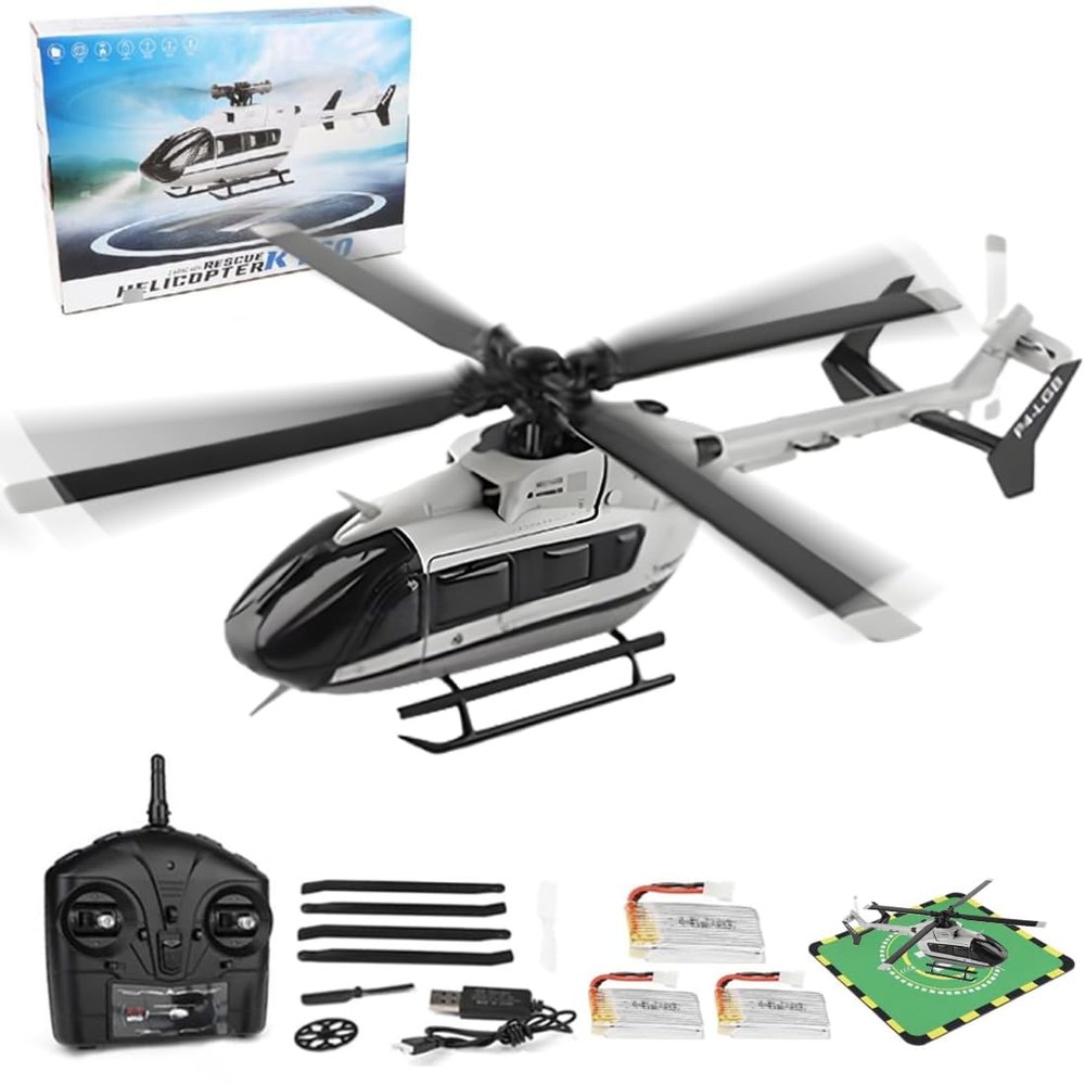 Actualia 1:32 Scale K160 EC145 RC Helicopter, 4CH Brushless Flybarless Helicopter with Altitude Hold & 6-Axis Gyro, 2.4GHz Remote Control Military Aircraft for Beginners & Enthusiasts