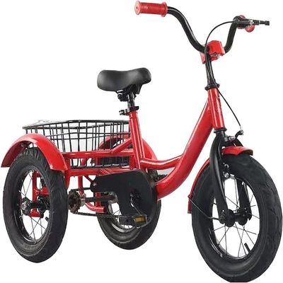 JIYIAN Kids Tricycle with Basket for 2-6 Years Old  Heavy Duty 100KG Capacity, Inflatable Wheels  High Carbon Steel Frame, Pedal Bike with Chain, Baby Stroller Push Ride-On,Red
