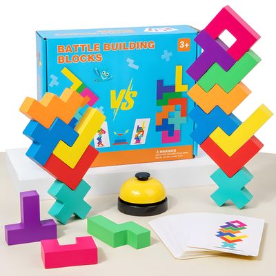 Haugboag Wooden Stacking Blocks Game,Balance Buiding Blocks Fast-Paced Game for Kids 2 Players