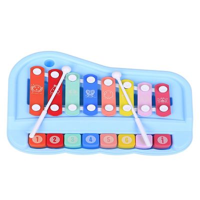 2 in 1 Piano Xylophone for Toddlers ,8 Multicolored Cause and Effect Toys Baby Xylophone,Musical Instrument Toy Piano for Toddlers (Blue)