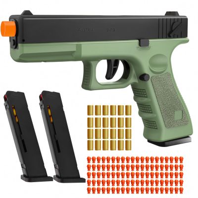 Soft Bullet Toy Gun with Shell Ejecting,Gun Fidget Toy with 100 Soft Bullets, 24 Shells and 2 Magazines,Education Toy Model,Christmas Birthday Gifts for Boys&Girls Kids Adults Age 8+(Green)