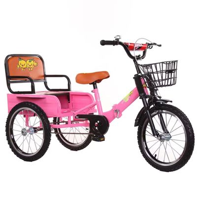 Folding Tricycle with Rear Cabin,Cruiser Bike with Reinforced Front Fork,Rickshaw Trike with Back seat,3 Wheels Bicycle with Pneumatic tire Spoke Wheels,Single Brake
