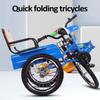 Folding Tricycle with Rear Cabin,Cruiser Bike with Reinforced Front Fork,Rickshaw Trike with Back seat,3 Wheels Bicycle with Pneumatic tire Spoke Wheels,Single Brake view 3