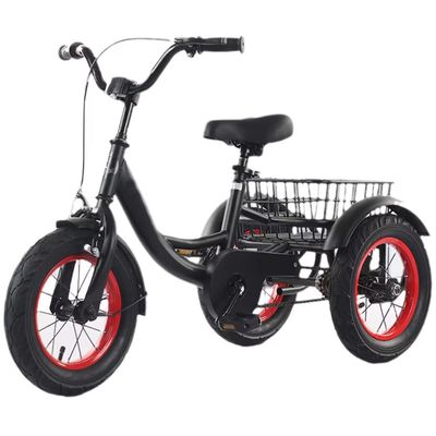 3 Wheels Bicycle with Pneumatic Rubber tire Spoke Wheel,Rickshaw Tricycle with Pedals,Single Brake,Saddle Handlebar Height Adjustable,Cruiser Trike with Large Basket