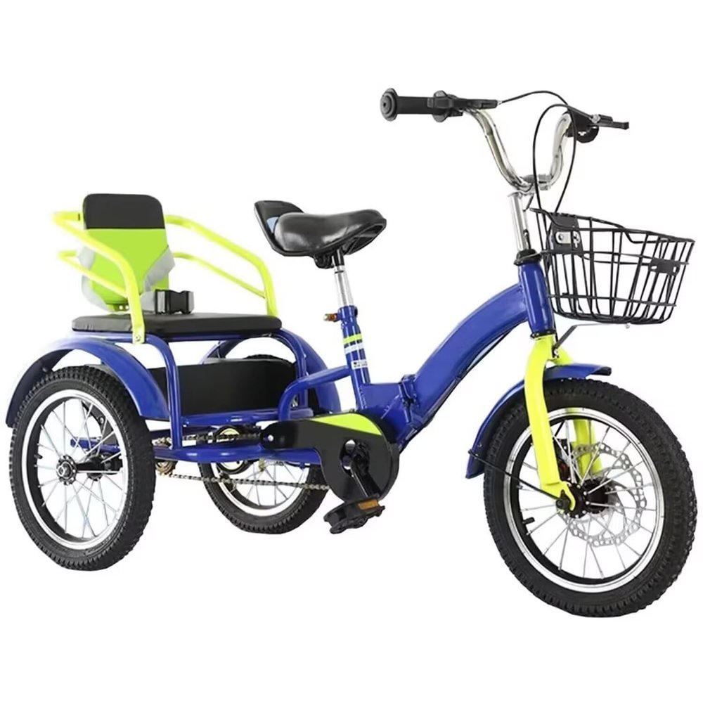 Folding Tricycle,Rickshaw trikes with Pedals,3 Wheels Bicycle with Back seat,Cruiser Bike for Hanging Out,Dual Brakes,Pneumatic tire Spoke Wheels,Front Wheel disc Brake