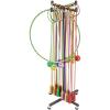 4 Wheeler Hoop Rope Holders, Freestanding Hula Hoop and Jump Rope Holder Stand, Moveable Fitness Hoop Storage Cart, Sport Equipment Organizer Shelves, Playground Garage Gym Shelf view 3