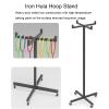 4 Wheeler Hoop Rope Holders, Freestanding Hula Hoop and Jump Rope Holder Stand, Moveable Fitness Hoop Storage Cart, Sport Equipment Organizer Shelves, Playground Garage Gym Shelf view 4
