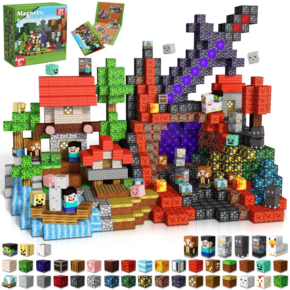 500 PCS 0.8in Magnetic Blocks - Easter Magnet Toys for Kids, Boys and Girls, Magnetic Building Blocks Cubes, Stacking Magnets for Kids, Birthday Gifts for Boys and Girls Age 3+ Years Old