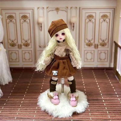 SssHam 1/6 BJD Doll 30 cm Ball Jointed Doll DIY Toys with Sweater(Brown), Skirt, Hat, Socks (Clothes Only, Doll and Shoes Not Included)