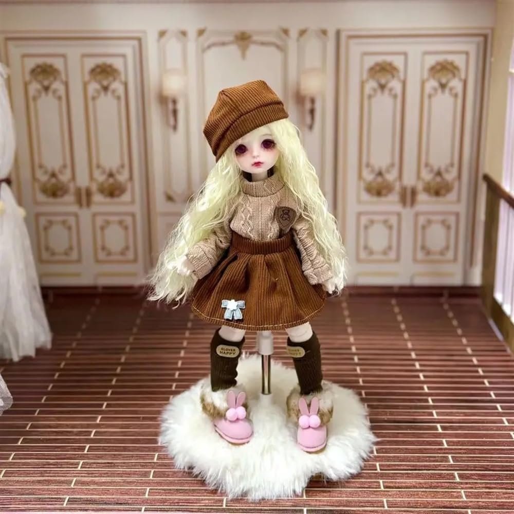 SssHam 1/6 BJD Doll 30 cm Ball Jointed Doll DIY Toys with Sweater(Brown), Skirt, Hat, Socks (Clothes Only, Doll and Shoes Not Included)