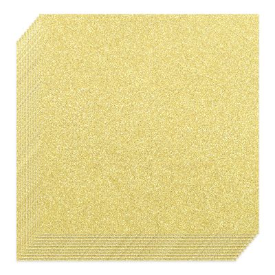20 Pcs Gold Glitter Cardstock, 12" x 12" Cardstock Paper,Square No-Shed Shimmer Glitter Paper, Scrapbooking,Invitations and DIY Crafts Projects for Halloween,Weddings,Christmas Decoration (Gold)