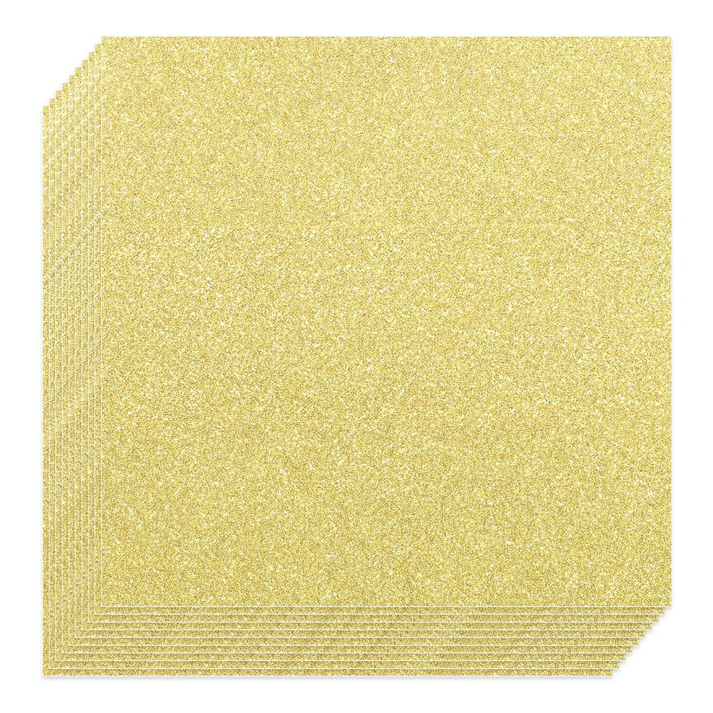 20 Pcs Gold Glitter Cardstock, 12" x 12" Cardstock Paper,Square No-Shed Shimmer Glitter Paper, Scrapbooking,Invitations and DIY Crafts Projects for Halloween,Weddings,Christmas Decoration (Gold)