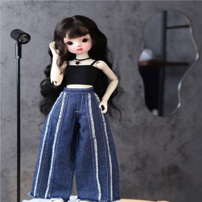 SssHam BJD Doll 1/4 Dolls Ball Jointed Doll DIY Toys Clothing Dark Blue Jeans, Vest, Necklace (Clothes Only, Doll Not Included)