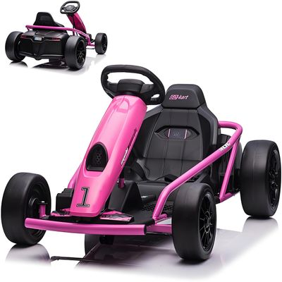 24V Electric Kart, 2 x 300W Big Kids Drift Karts with Slow Start and Seat Belt for Double Protection, Supports Smooth S-Drift with Musical Horns, Maximum Load 180lbs, Race Car for Kids 8-12 Years Old