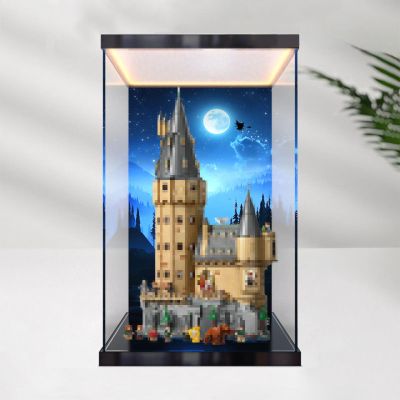 Acrylic Display Case Compatible with 76454 for Hogwarts Castle: The Main Tower Model - Transparent Dustproof Storage Box (Model Not Included) (Light Board-C)