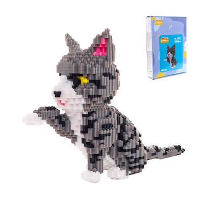 AHZILEI Cat Micro Building Blocks Set, Animal Stretching Cat DIY Mini 3D Building Toy Bricks Kit Gift for Adults and Kids,4800 Pieces (Gray Cat)