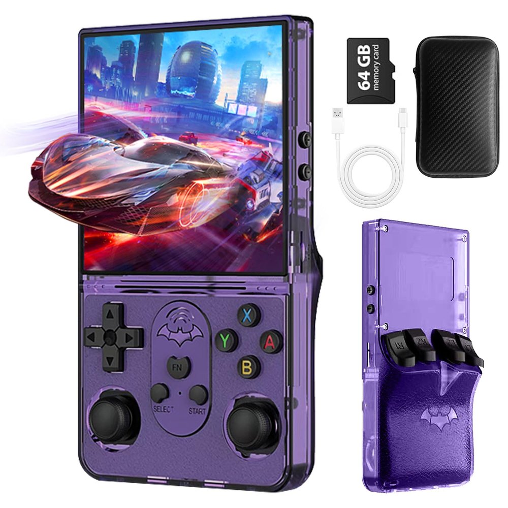 WYGAMING S600 Retro Gaming Console, Retro Handheld Console 4.0'' Screen Linux System, 64G TF Card, Support 30+ Simulators, 3500mAh Rechargeable Portable Pocket Arcade