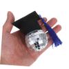 6pcs Mini Disco Balls: Graduation Hat Cake Toppers With Tassel And Disco Ball Design For Graduation Season Party Unique Cupcake Decorations view 4