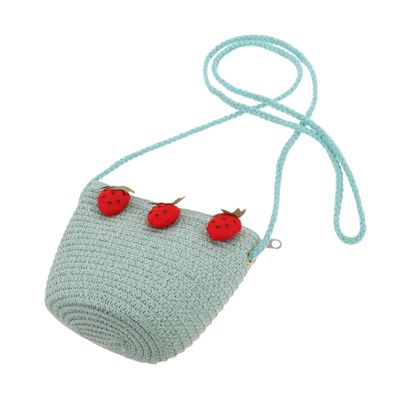 SAFIGLE Cute Strawberry Crossbody Bag For Children Little Girls Straw Purse Woven Shoulder Bag For Birthday Summer Vacations And Daily Use