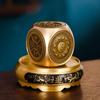Artistic Spinning Brass Feng Shui Cube  6 Unique Chinese Auspicious Patterns, Pi Xiu Stand, Portable Good Luck Charm & Office or Home Decor view 2