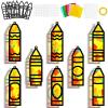 32 Sets Back to School Crayon Suncatchers Craft Kit DIY Window Stained Glass Effect Crayons Paper Crafts for Home School Classroom Decoration Kid Birthday Gifts Creative Art Projects Activity Game view 1