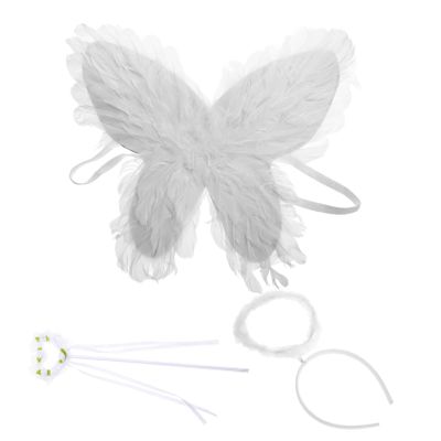 1Set Butterfly Wings Angel Fairy Costume Accessories for Halloween Parties Photo Shoots and Stage Shows Soft Includes Headband and Wand