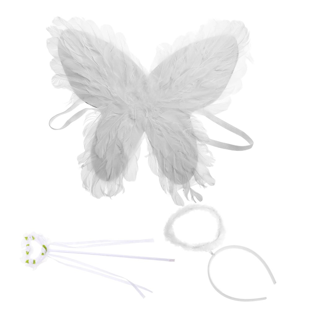 1Set Butterfly Wings Angel Fairy Costume Accessories for Halloween Parties Photo Shoots and Stage Shows Soft Includes Headband and Wand