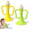 GeeKiPrime Baby Trumpet Toy 6-12 Months, Silicone Baby Horn Blowing Toy with 2PCS Yellow Green for Teething Sensory Play, Infant Easy Grip Teether Whistle Toys 0-6 Months, Toddlers Newborn Gift view 1