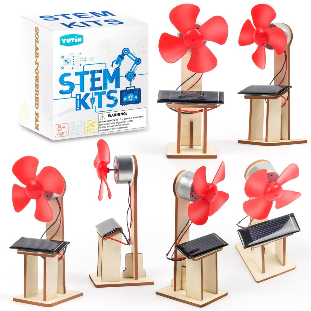 6 Pack STEM Science Kits for Kids Age 8-12, Solar Powered Fan 8-10, STEM Building Toys for Boys Girls Classroom Gifts, Electronic Motor Assembly Solar Kit, DIY Crafts Engineering Experiments