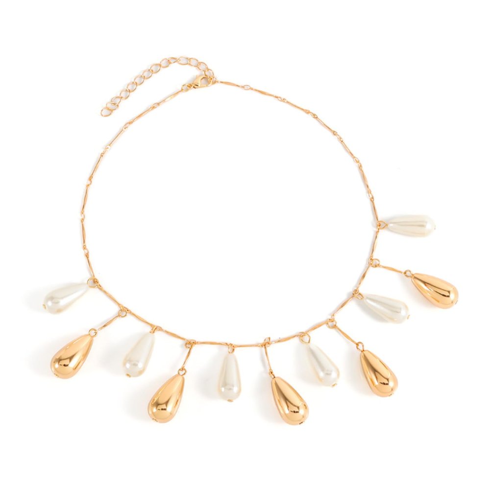 ZYIBPMSJKQCFK Vintage Round Water Droplet Pendant Collarbone Chain,golden 2,39+6.5cm