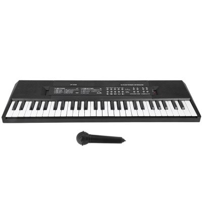 RiToEasysports Electronic Organ Microphone and Recording Function 54-Key Piano Keyboard - Safe and Portable Mini Electronic Piano for Kids - Black and White