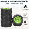 12mm Hex RC Wheels and Tires, daitoku 1/18 RC Monster Truck Tires for ARRMA Granite 1/18 Granite Typhon WLtoys A949 MJX Hyper Go H16 4PCS (Green) view 2