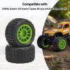 12mm Hex RC Wheels and Tires, daitoku 1/18 RC Monster Truck Tires for ARRMA Granite 1/18 Granite Typhon WLtoys A949 MJX Hyper Go H16 4PCS (Green) view 3