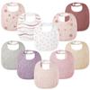 100% Cotton Muslin Baby Bibs 10-Pack Baby Drool Bibs for Unisex Baby Toddlers Infant Newborns Drooling and Teething(Pink Print) view 1