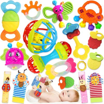 Baby Rattles 0-6 Months: Baby Toys 6-12 Months Infant Toys 0-3 Months Newborn Toys Teething Toys 3-6 Months - Baby Teether Wrist Socks Gifts for Boy Girl Valentines Day Gifts for Kids