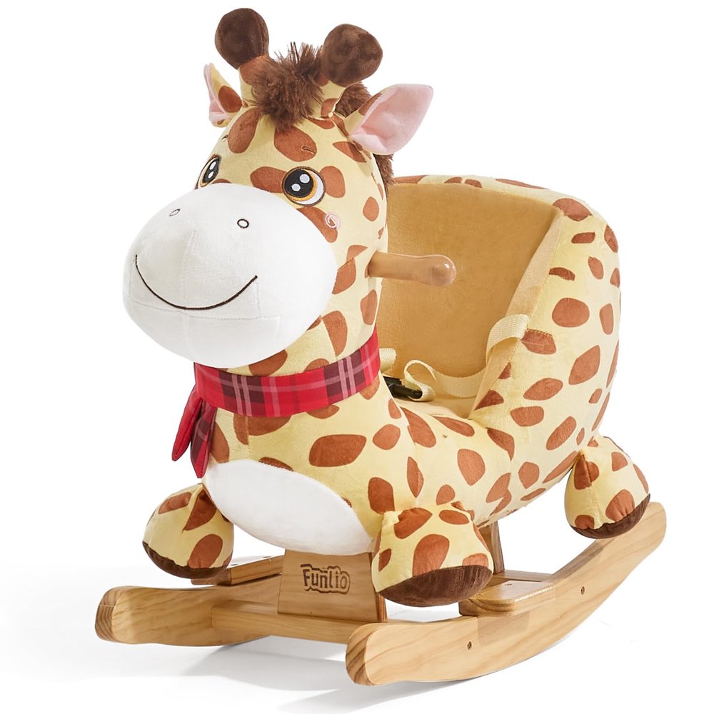 FUNLIO Giraffe Baby Rocking Horse for Toddlers 6 Months to 3 Years, Playful & Vivid Giraffe Rocker for Baby, Stuffed Plush Ride-on Rocking Animal, Easy to Assemble, CPC & CE Certified