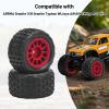 1/18 RC Wheels and Tires, daitoku 4PCS 12mm Hex RC Monster Truck Tires for ARRMA Granite 1/18 Granite Typhon WLtoys A949 MJX Hyper Go H16 (Red) view 3