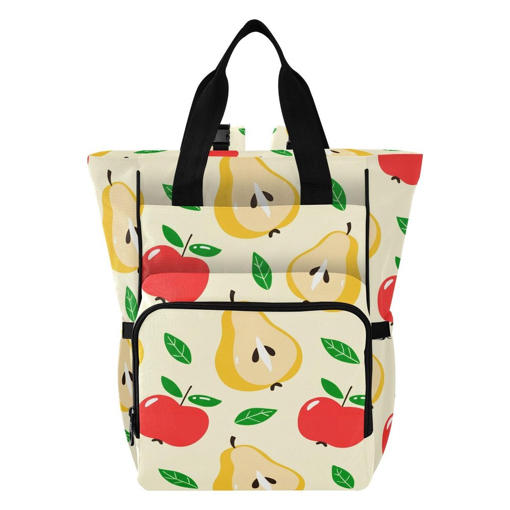 SPRIPORT Pear Leaves Beige Diaper Bag Backpack for Baby Boys Girls Baby Travel Tote with Stroller Straps & Bottle Storage Nappy Changing Bag for Dads Moms Hiking Shopping Traveling Baby Shower Gifts