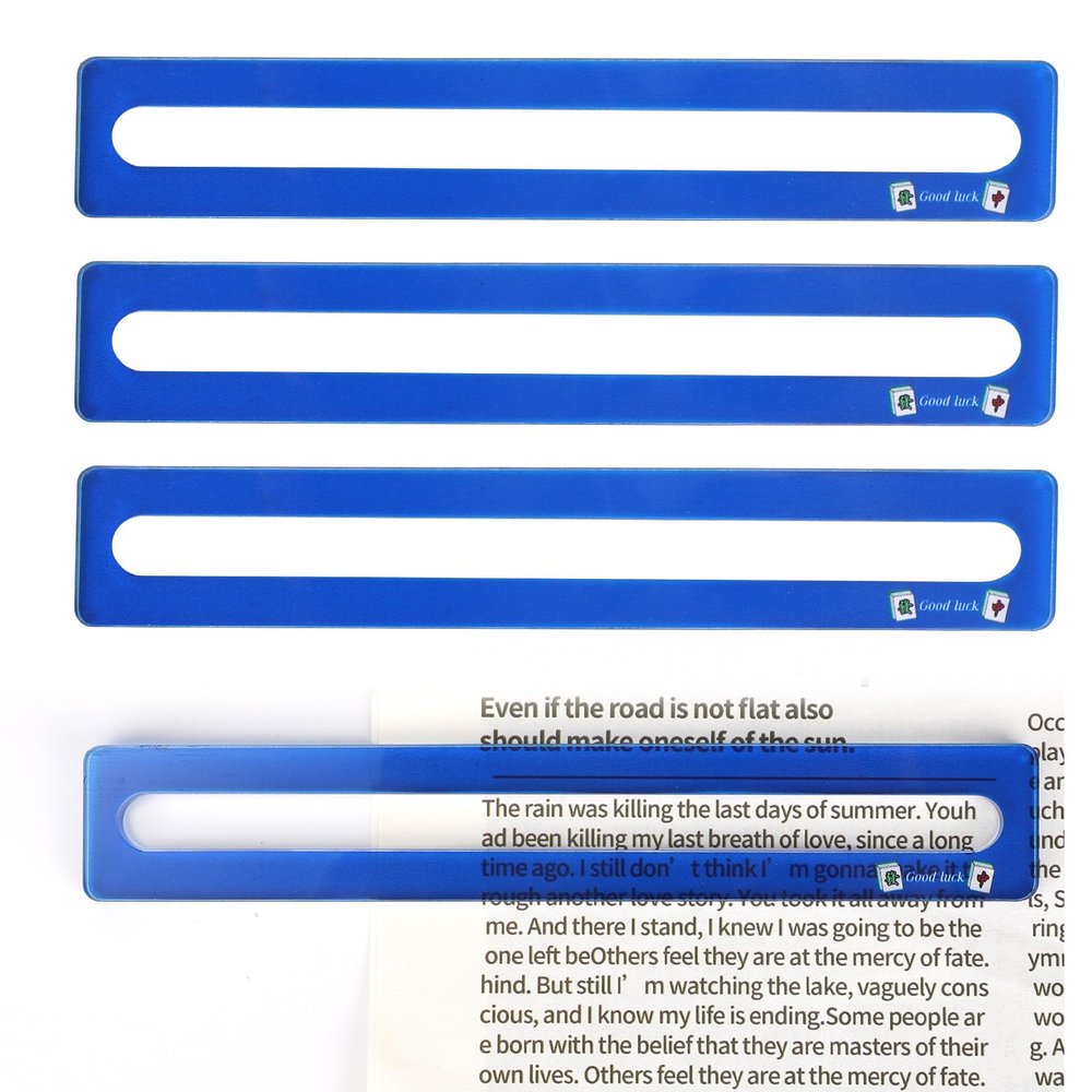 BOXOB 4pcs Mahjong Line Finder, Good Luck Mahjong Card Guide Marker Rules Reader Mah Jong Accessories and Gifts Reader Helper Tool for Player (Blue)