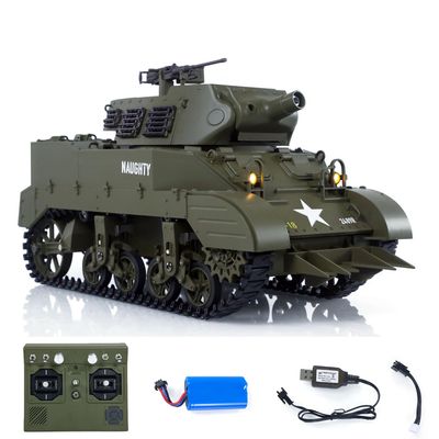 wheelfun 1/16 Coolbank RC Tank M8 Hmc Scott Radio Control Battle Tank Simulation 360 Turret Rotary Smoke Sound Lights RTR Combat Vehicle Hobby Grade Model for Adult Hobby(Army Green)