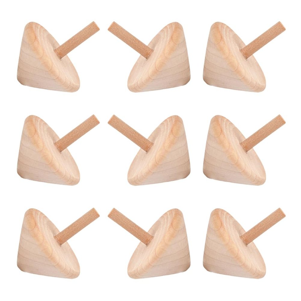 NUOBESTY 9pcs Wooden Spinning Top Toy, DIY Painting Gyro for Kids Craft Activities, Wood Gyroscope, Beige, 2.16 x 1.77 x 1.77 Inch