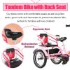 Folding Single Speed Three Wheel Tricycle 200kg Weight Capacity, 20in 18in 16in 14in Child 3 Wheel Bike with Adjustable Height Seat & Handle, Double Bicycle Two-seater for Boys/ Girls(Pink,18in) view 4