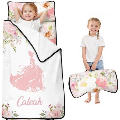 Personalized Toddler Nap Mat with Name Custom Princess Sleeping Bag with Pillow& Blanket for Girls Ideal Slumber Bags for Daycare, Preschool & Kindergarten