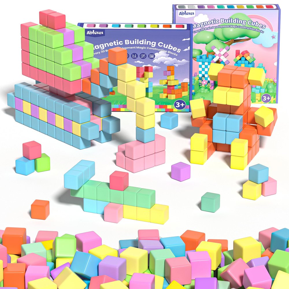 Apluses 172PCS Magnetic Blocks | Montessori STEM Sensory Toys for Kids Ages 3-8, Educational Construction Cubes and Gifts for Toddlers, Boys & Girls