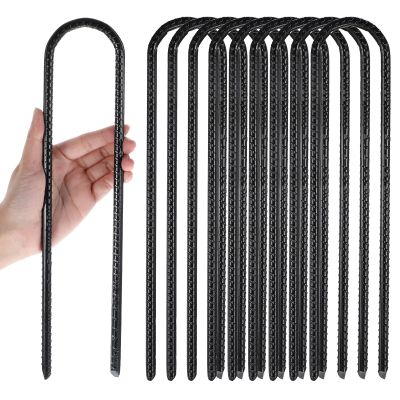 10 Pack Heavy Duty Trampoline Anchors, Black Wind Stakes 12x3cm Metal Ground Stakes for Swing Set, Tent, Outdoor Safety
