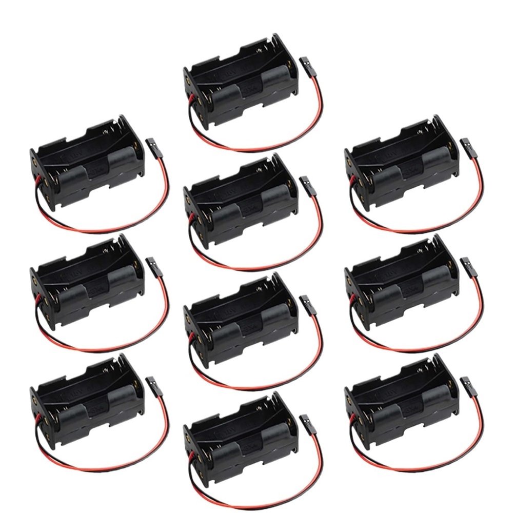 YYAZYYZ 5/10pcs 4 Cell AA Holder Case with JR Connector Double Layer Slot Box 6V for RC Servo Tester Flysky Receiver