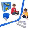 18Ft Flexible Race Track for Kids, with Three Types of Hooks,Monster Blue Truck Ramp with Suction Cups - Rolls Up Portable DIY Racetrack Compatible with Diecast 1/64th Cars Model view 1