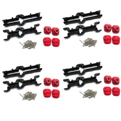 Cwmiibili 4X Metal Front and Rear Bridge Axle Housing Case for MN D90 D91 MN99 MN99S 1/12 RC Car Upgrade Parts Accessories,Black
